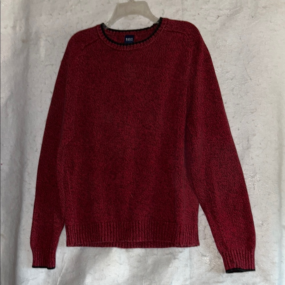 Basic Editions Red & Black Tweed Knit Sweater  Unisex 2X Classic Preppy Crewneck